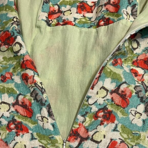 Manoukian Collection Women's Sheath Dress Green Floral Sleeveless Size Medium - Picture 4 of 11